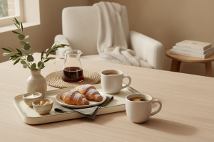 Welcoming coffee setup for casual hosting at home