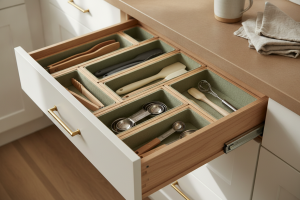Neatly organized kitchen utensil drawer