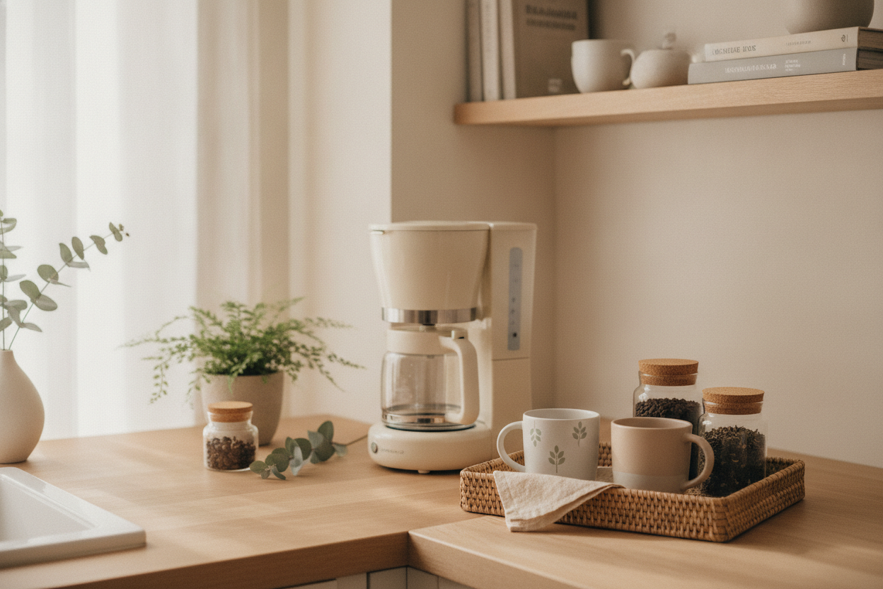 Elegant home coffee and entertaining setup
